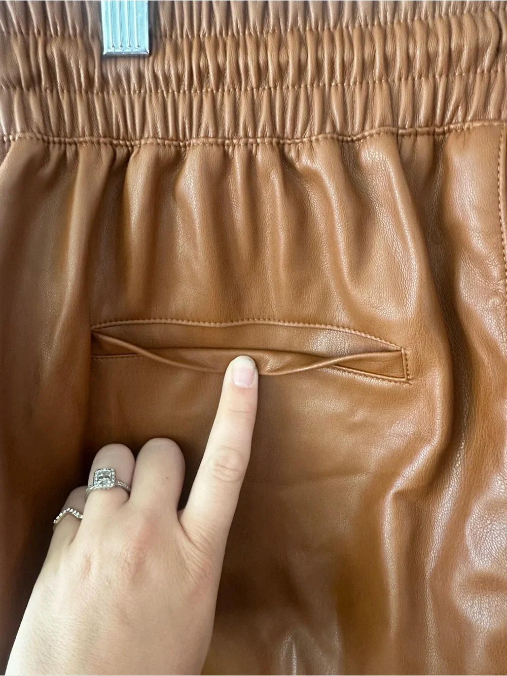 a new day Faux Leather Drawstring Wide Leg Pants in Cognac Brown